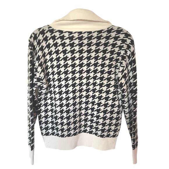 Talbots Quarter Zip Black and White Houndstooth Sweater SZ SP - Picture 3 of 6